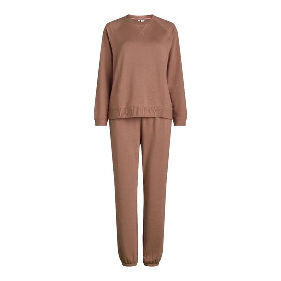 Joyspun Women’s French Terry Sweatshirt and Joggers Set, 2-Piece, SZ MED - BROWN - Picture 1 of 4